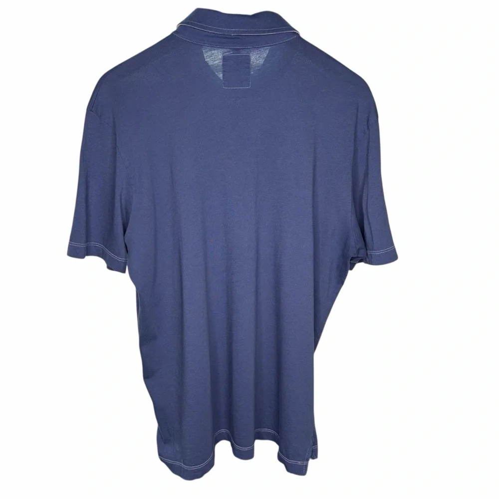 Billy Reid Navy Polo Shirt with White Stitching Size XL - Picture 2 of 4